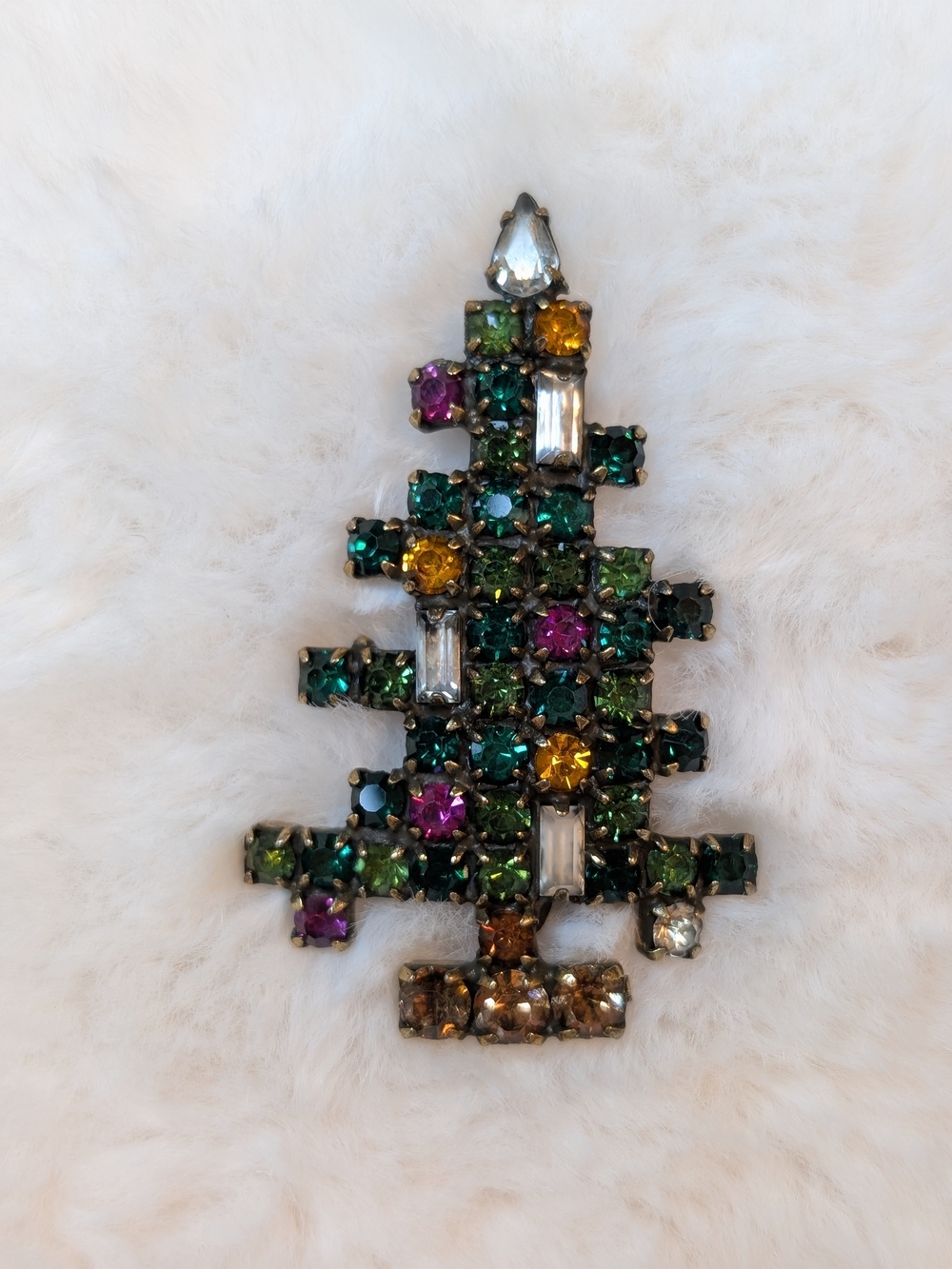 Multicolor Crystal Christmas Tree With 3 Candles Brooch – Women Jewelry